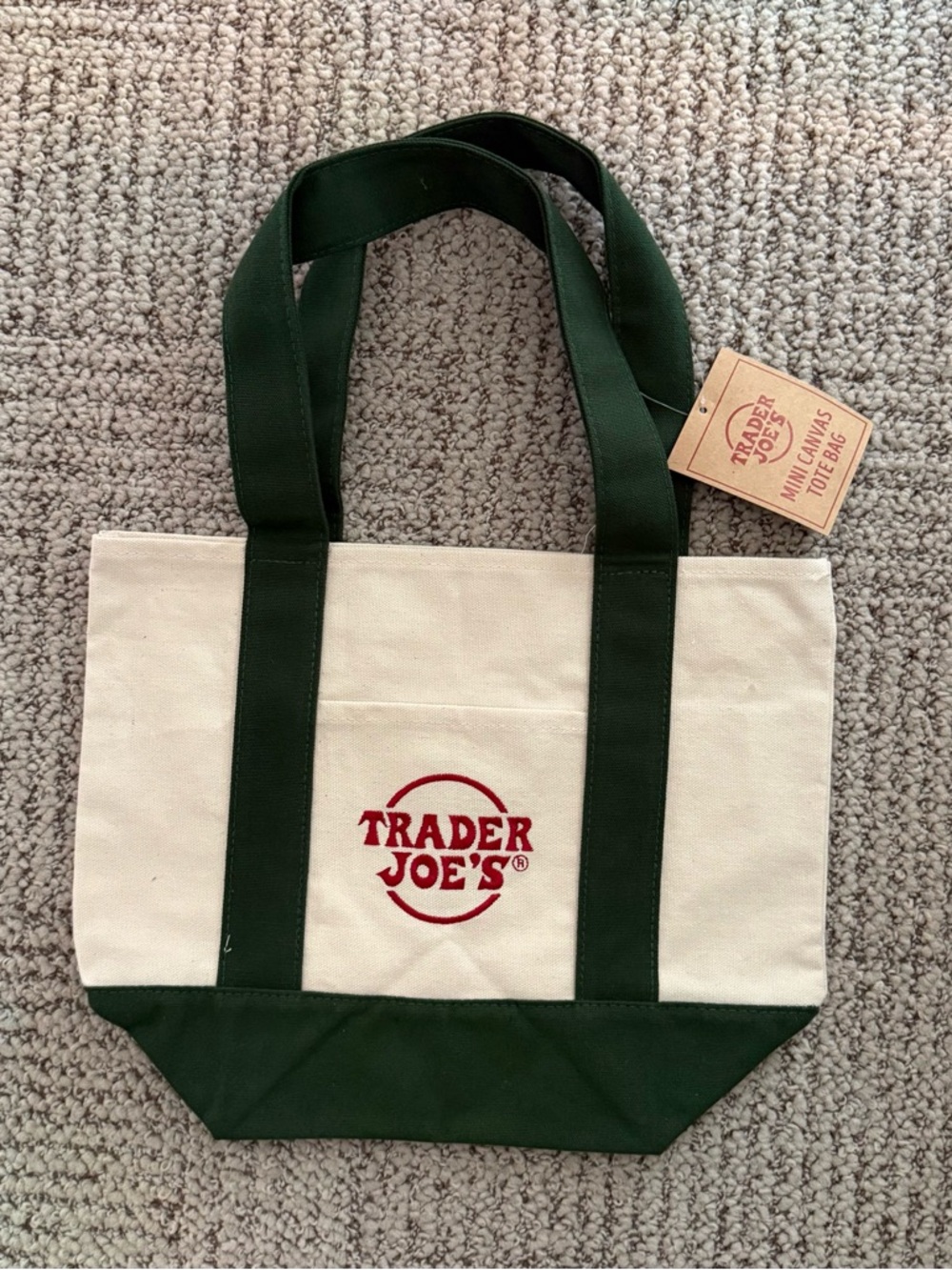 NWT Trader Joe's Mini Tote - Fall- Green & Cream
